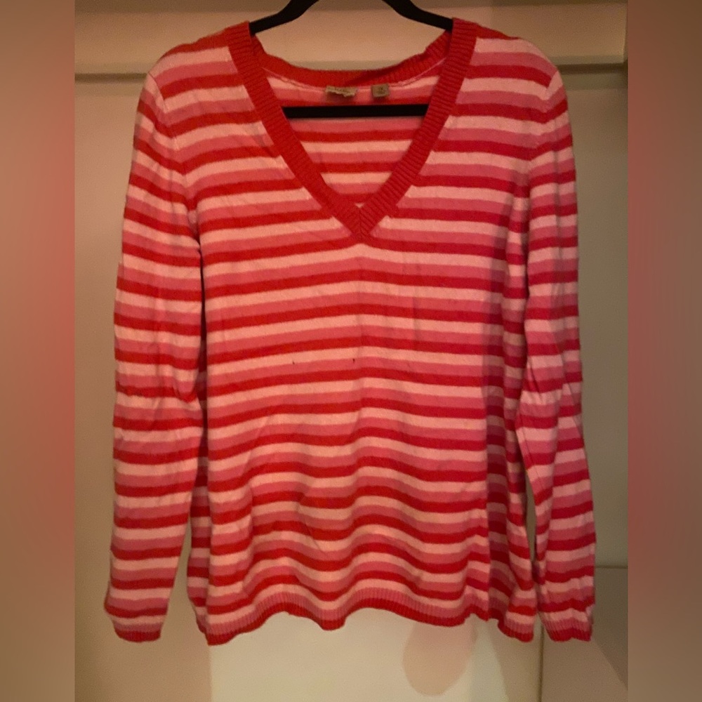 Pink and white striped sweater